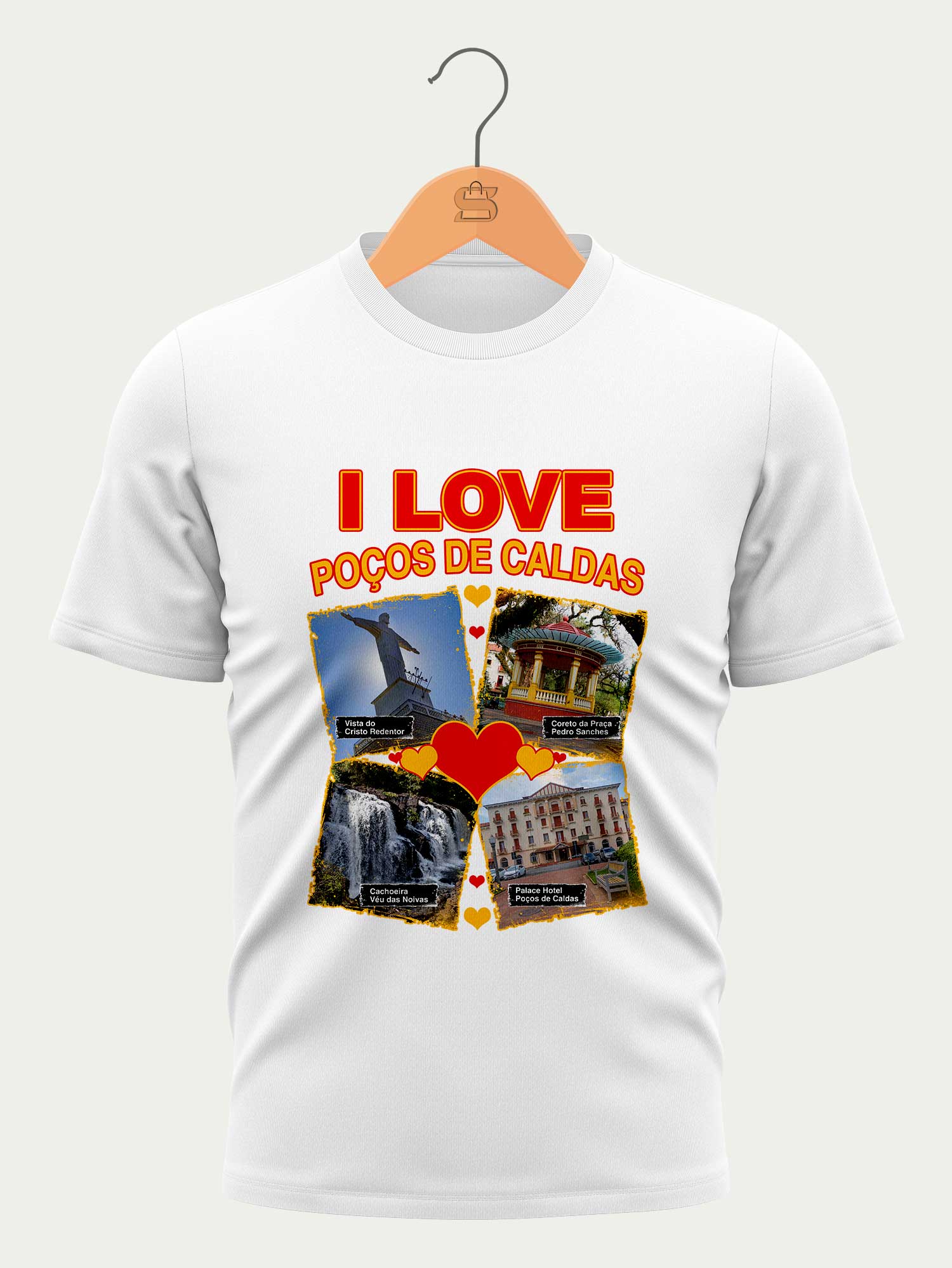 Camiseta Amo Poços de Caldas - Branca - Masculina