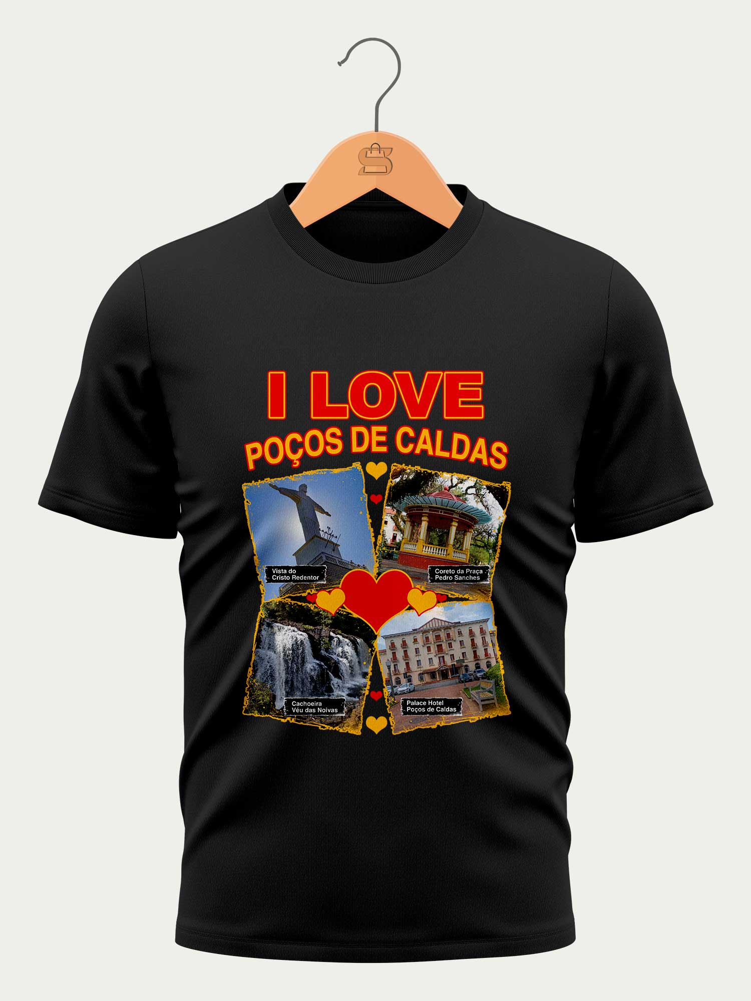 Camiseta Amo Poços de Caldas - Preta - Masculina