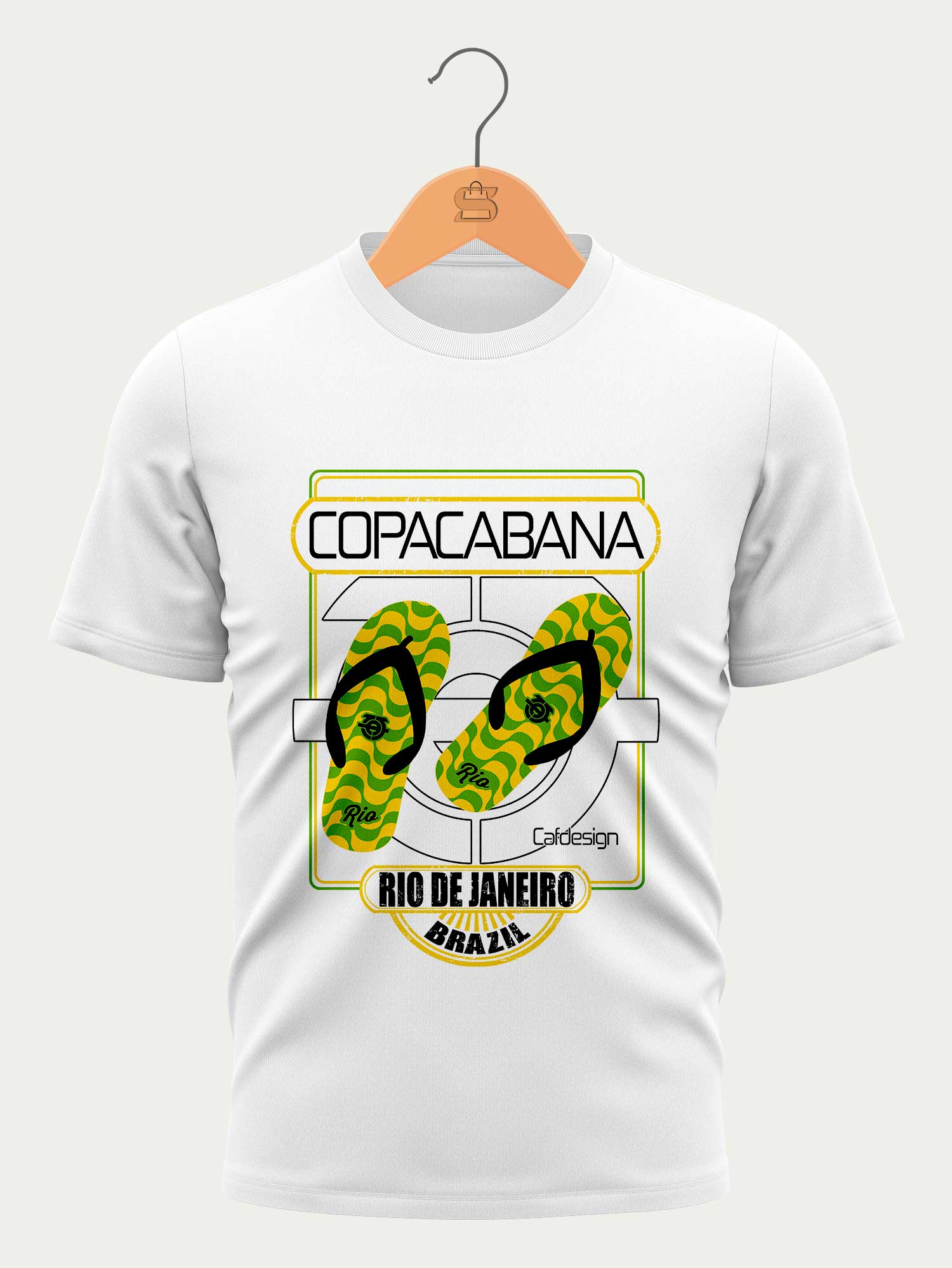 Camiseta Copacabana Rio de Janeiro - Branca - Masculina