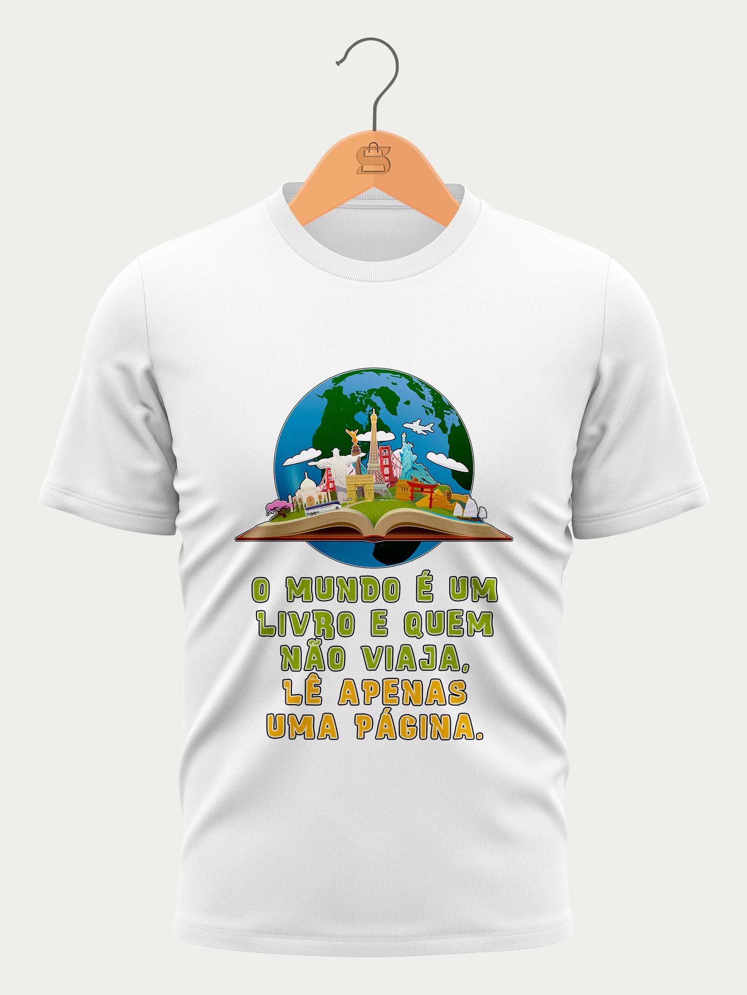 Camiseta O Mundo é um Livro - Branca - Masculina