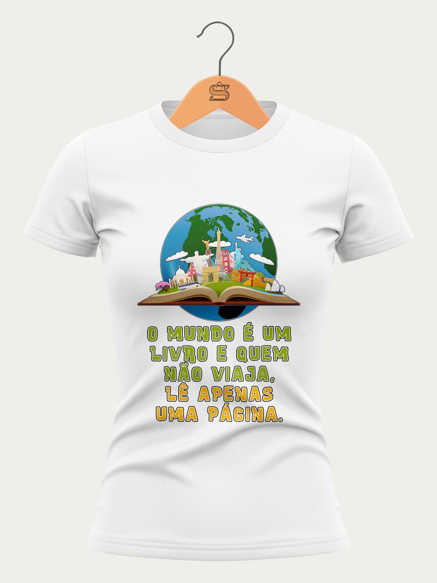 Camiseta O Mundo é um Livro - Branca - Feminina