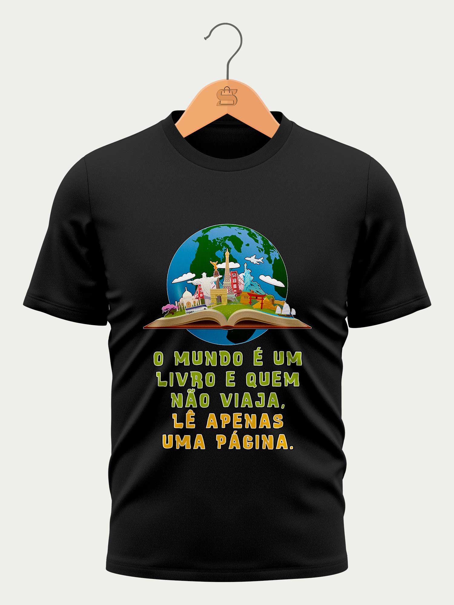 Camiseta O Mundo é um Livro - Preta - Masculina