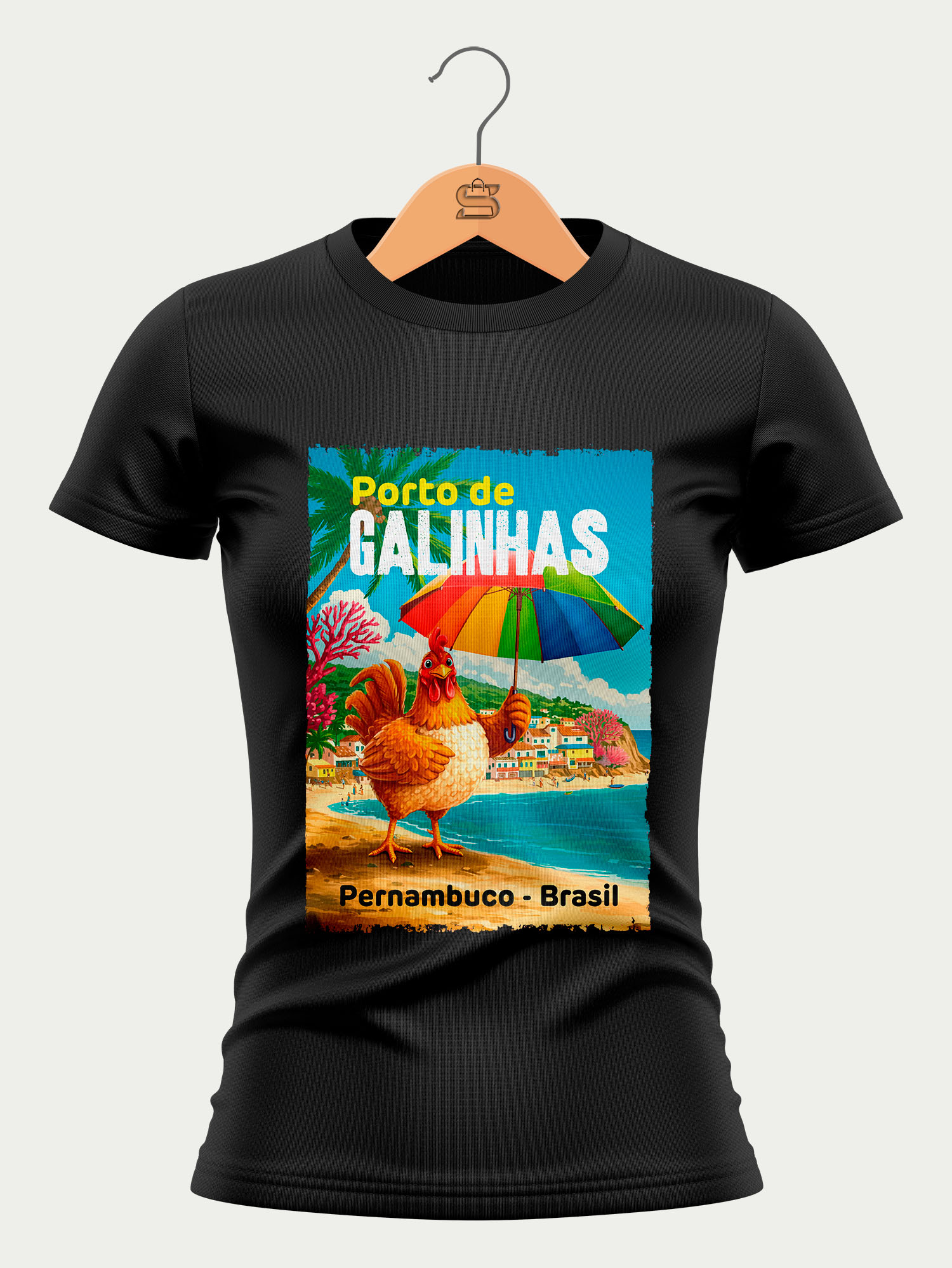 Camiseta Porto de Galinhas - Preta - Feminina