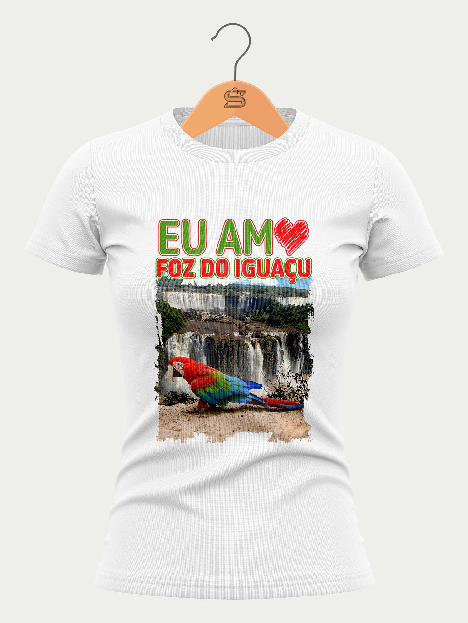 Camiseta Eu Amo Foz do Iguaçu - Branca - Feminina