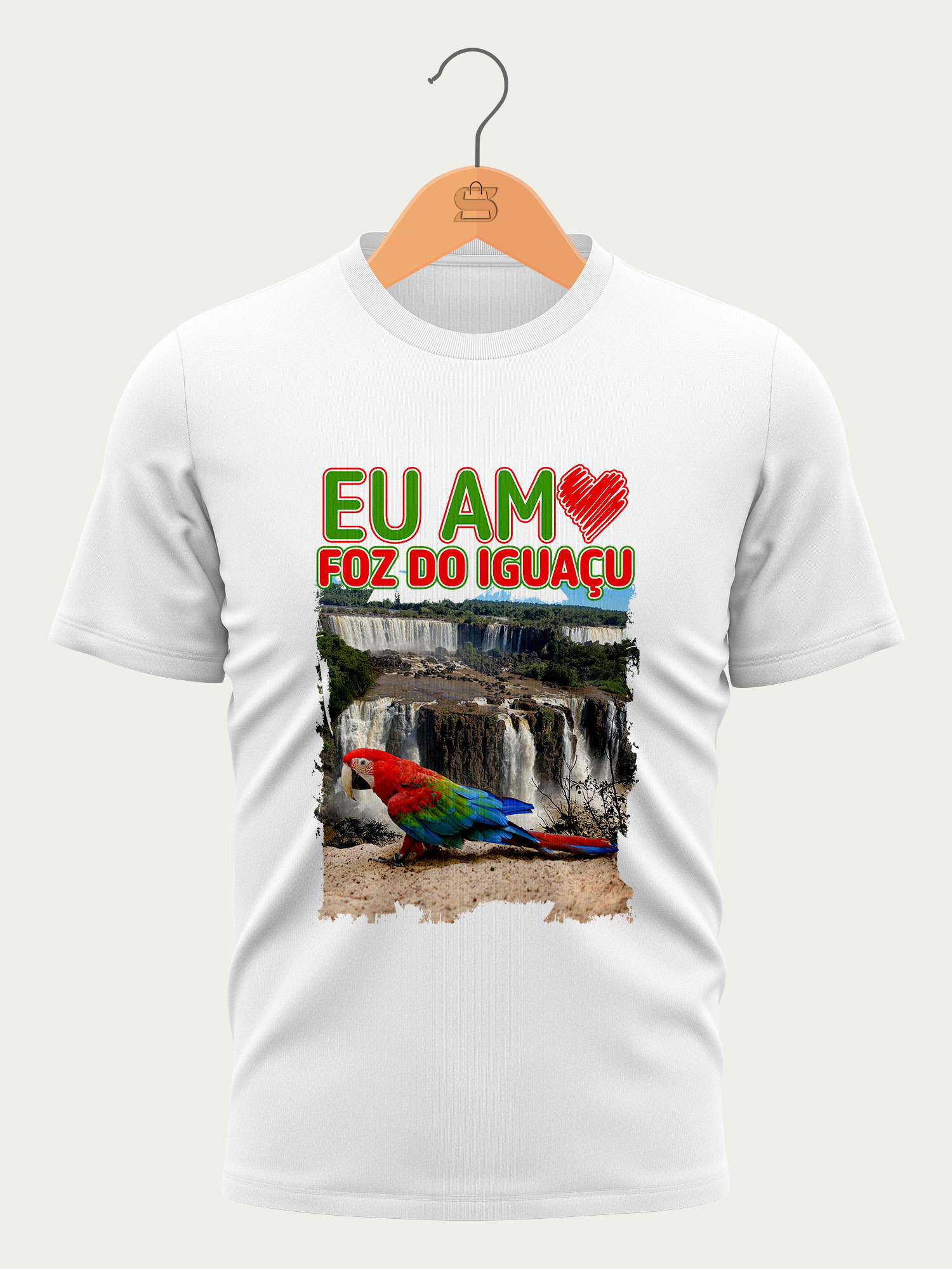 Camiseta Eu Amo Foz do Iguaçu - Branca - Masculina