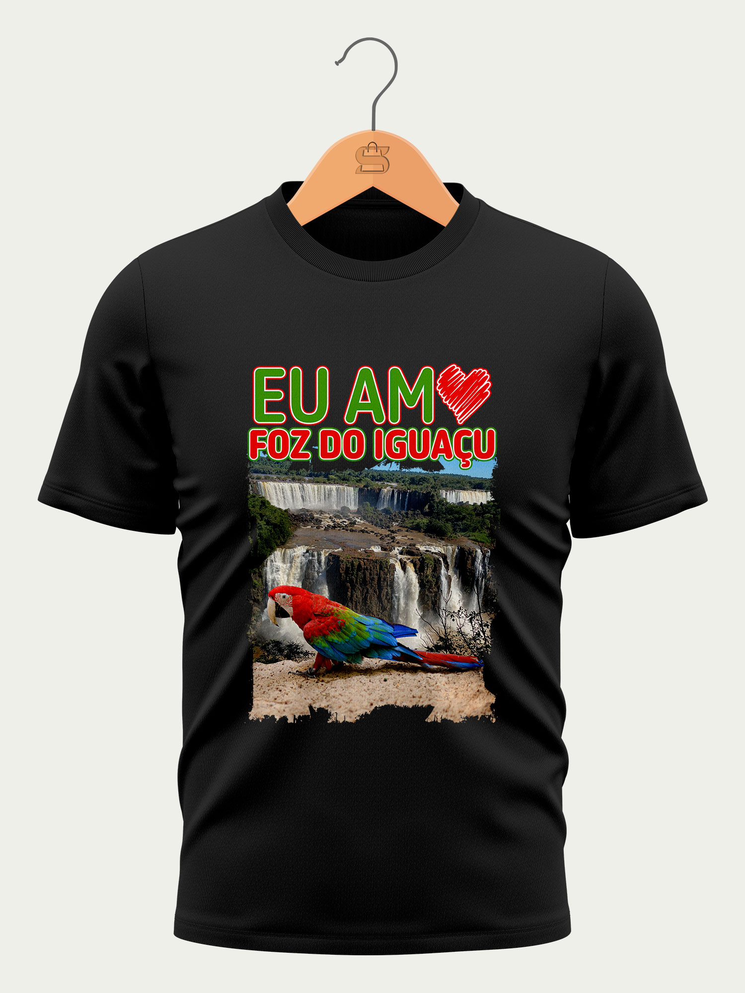 Camiseta Eu Amo Foz do Iguaçu - Preta - Masculina