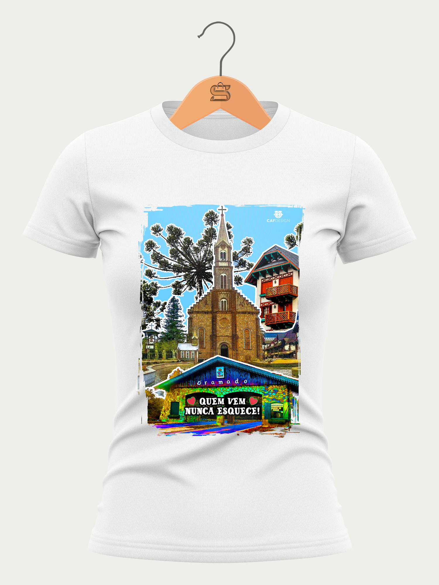 Camiseta Venha Conhecer Gramado - Branca - Feminina