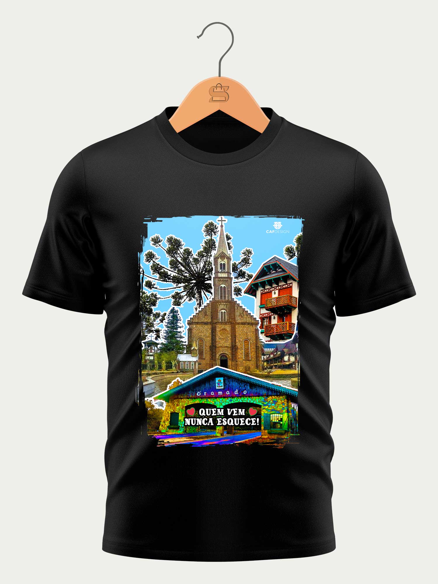 Camiseta Venha Conhecer Gramado - Preta - Masculina